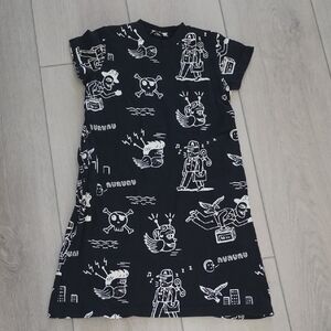 Black Graphic Print Casual Dress